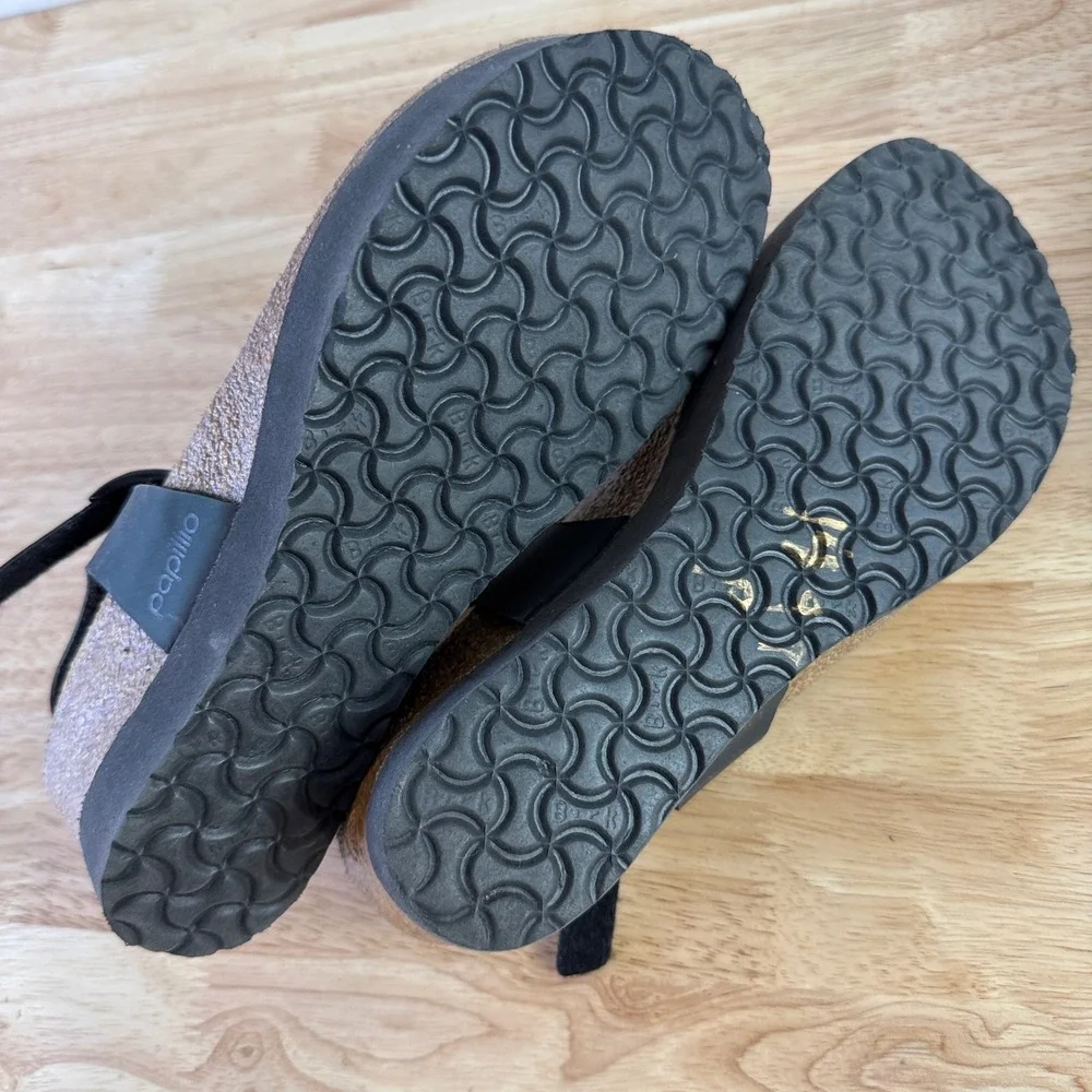Birkenstock Ashley t-strap platform wedge sandals Size 38 Black T-Strap Platform